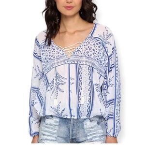 Free people Blue Patterned Women's Top